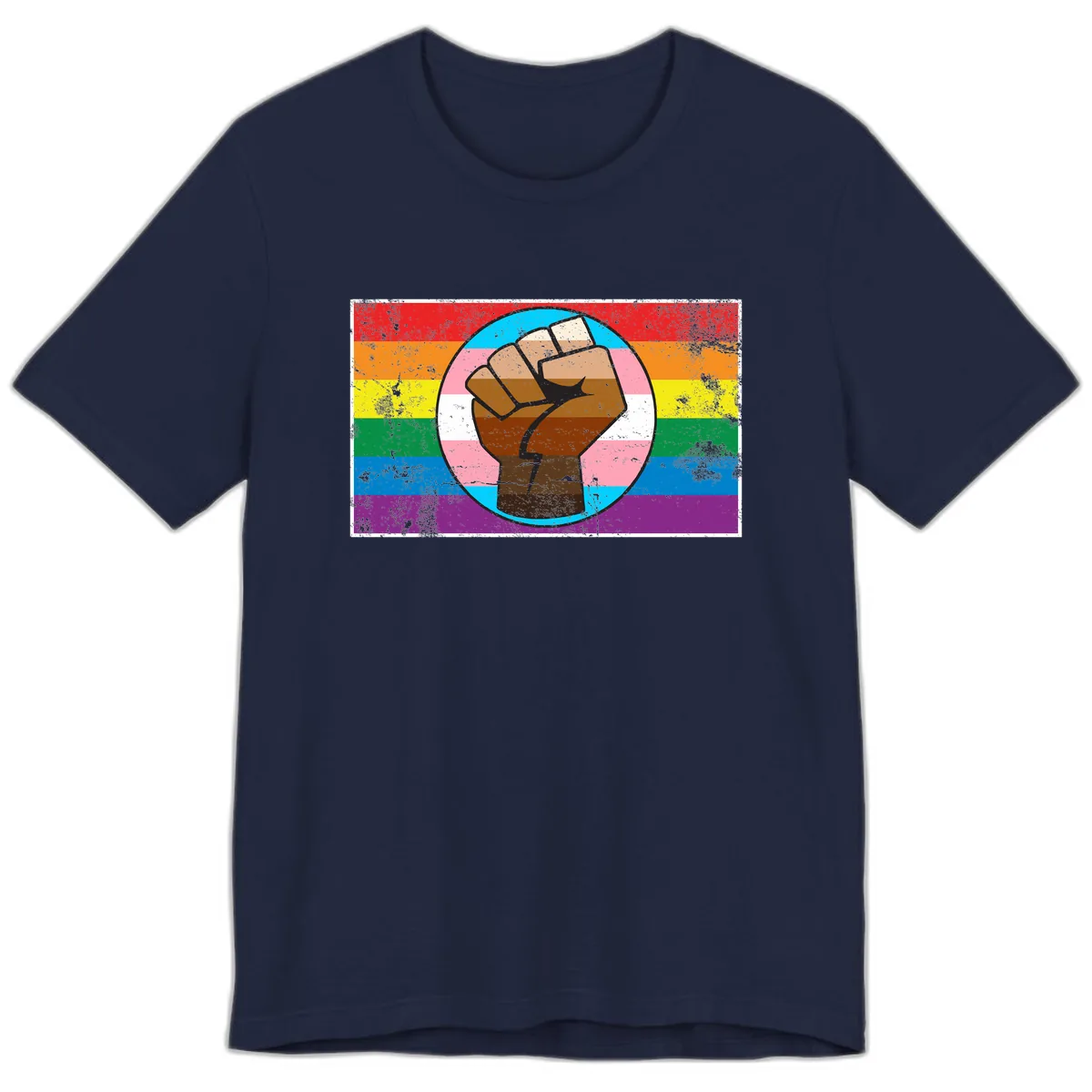 Raised Fist Pride Power Premium T-Shirt in Navy
