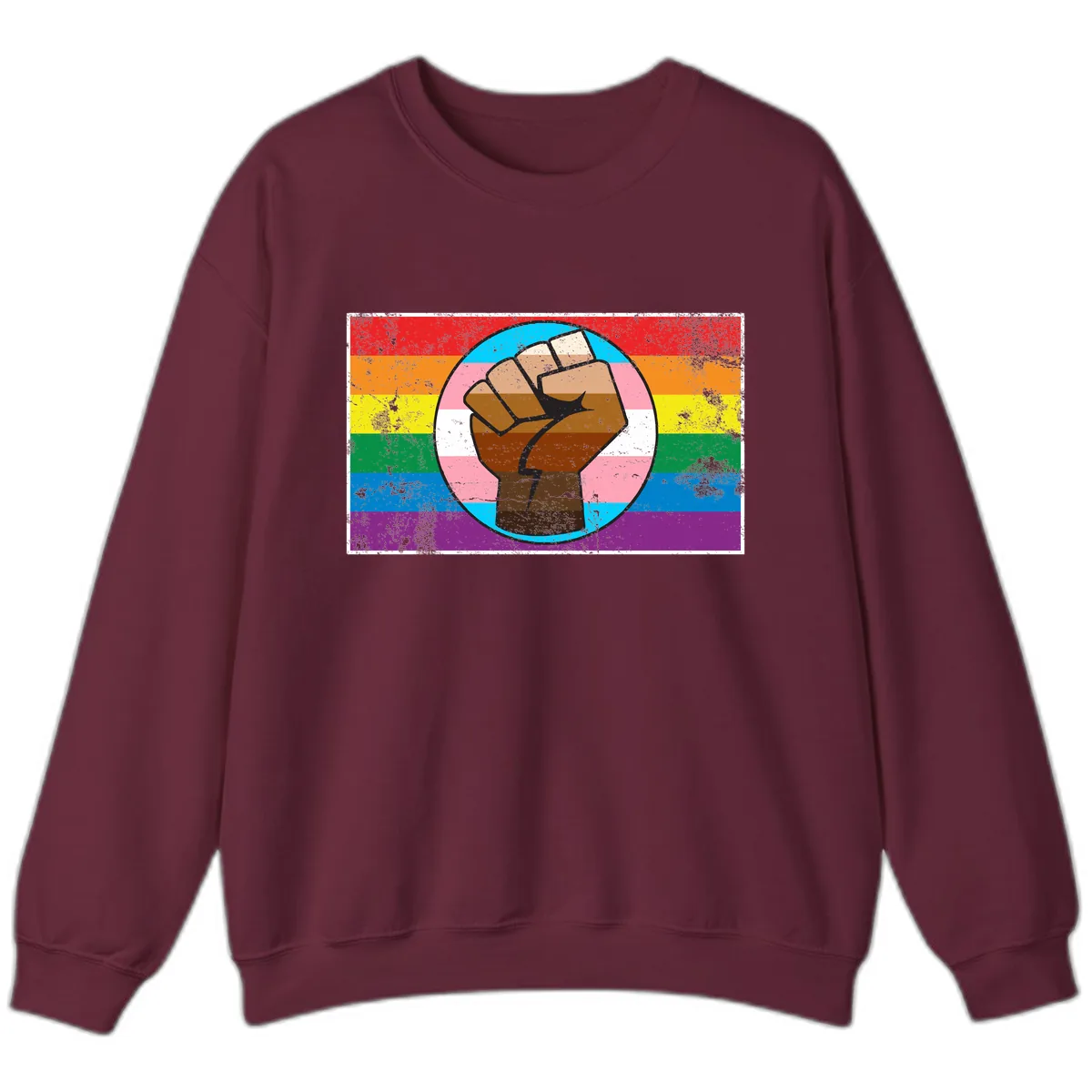 Raised Fist Pride Power Sweatshirt in Maroon
