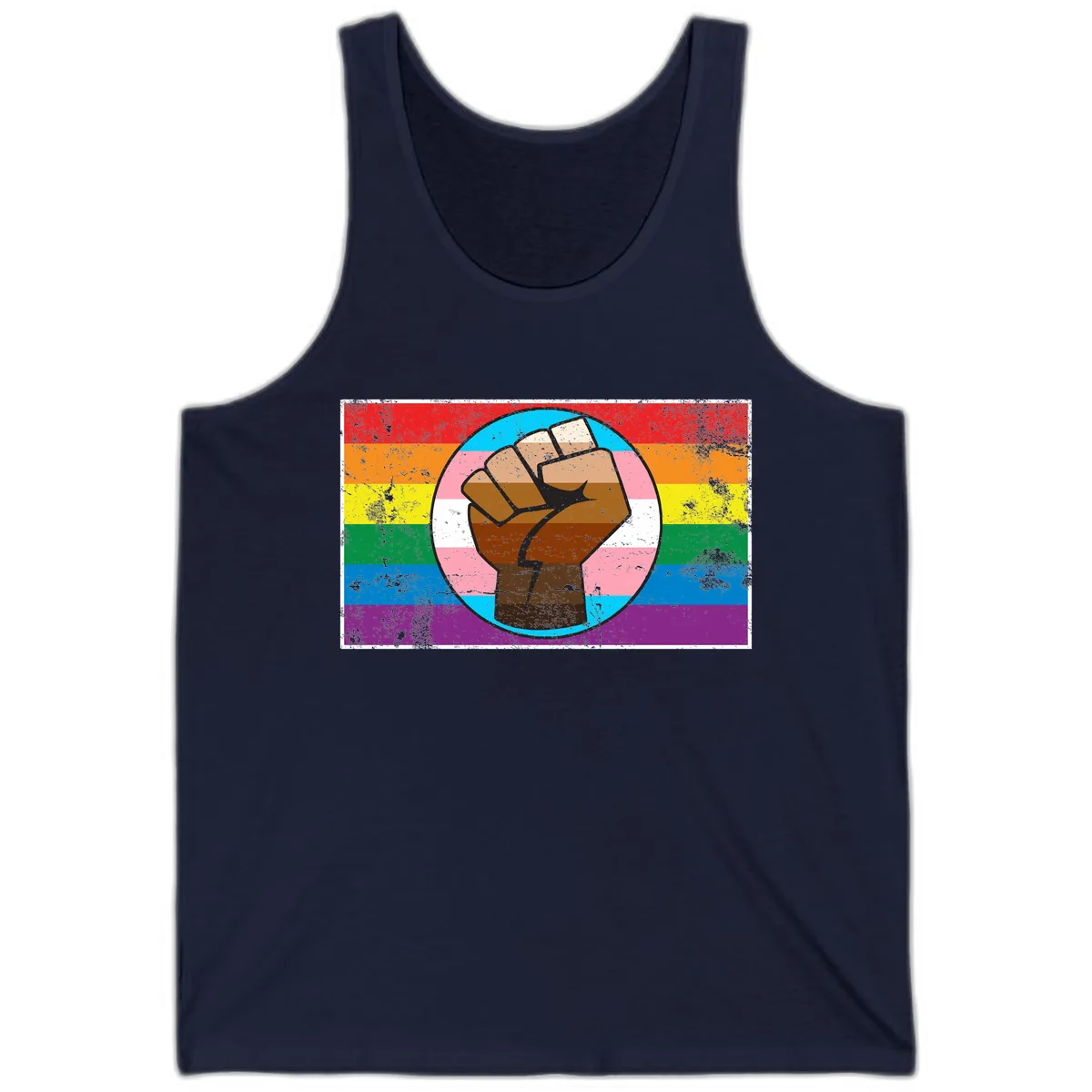 Raised Fist Pride Power Tank in Navy