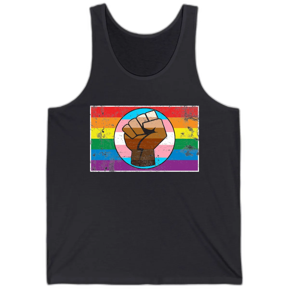 Raised Fist Pride Power Tank in Dark Grey