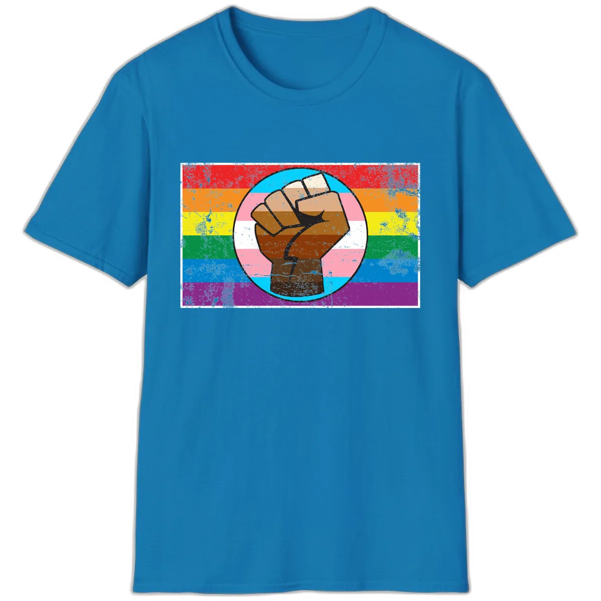 Raised Fist Pride Power T-Shirt in Sapphire