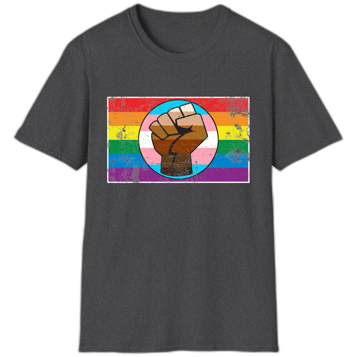 Raised Fist Pride Power T-Shirt in Dark Heather