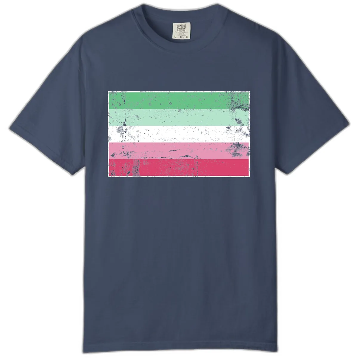 Transgender Pride Flag Distressed Comfort Color in Midnight
