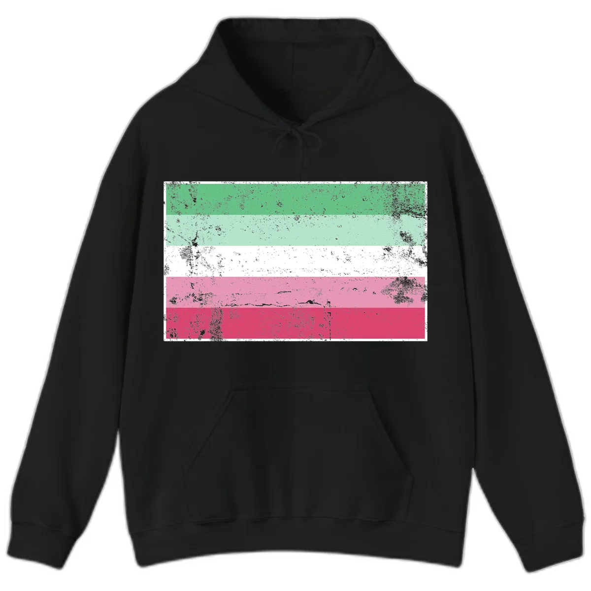 Transgender Pride Flag Distressed Hoodie in Black