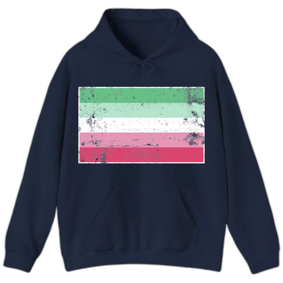 Transgender Pride Flag Distressed Hoodie in Navy