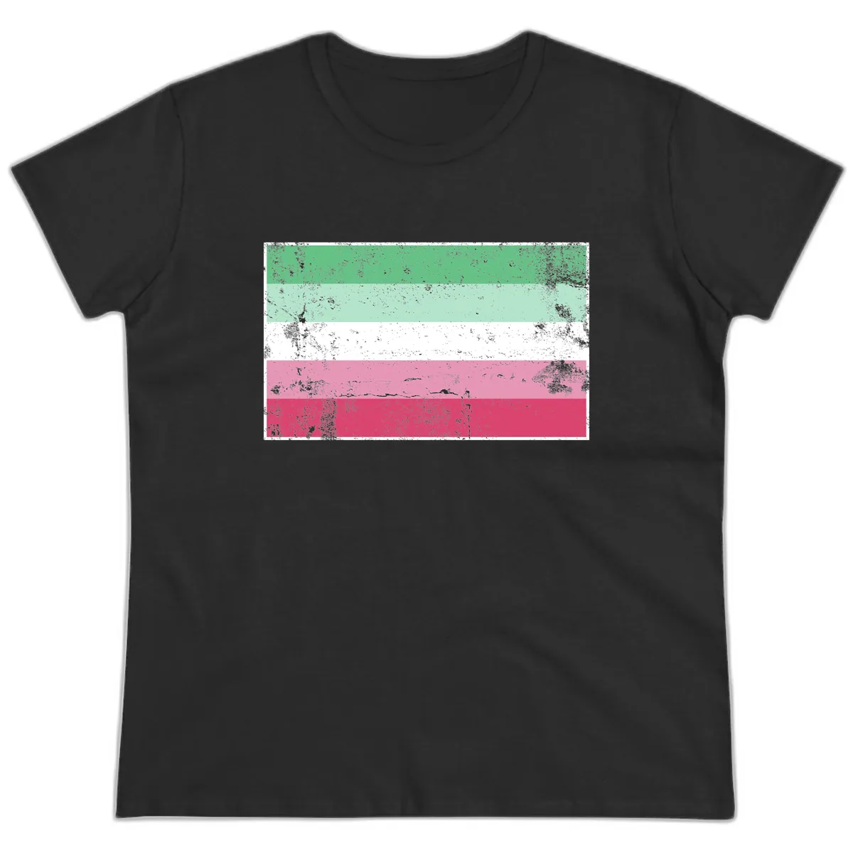 Transgender Pride Flag Distressed Ladies Tee in Black