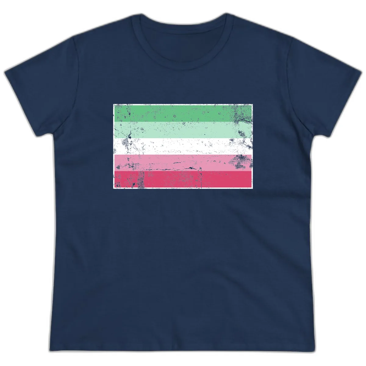 Transgender Pride Flag Distressed Ladies Tee in Navy
