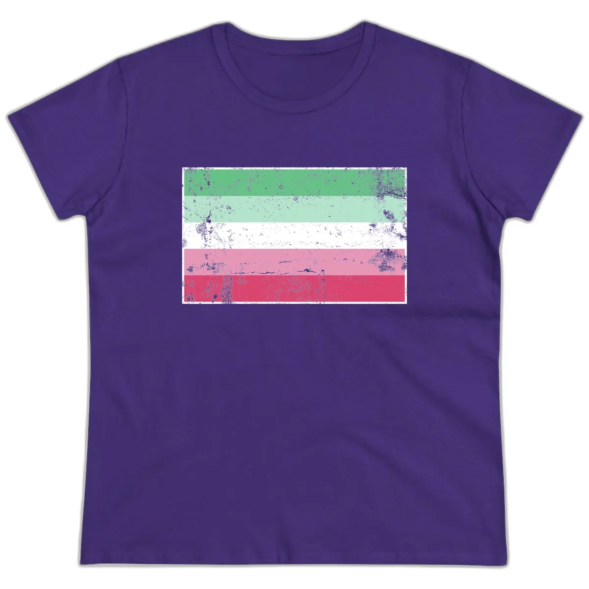 Transgender Pride Flag Distressed Ladies Tee in Purple