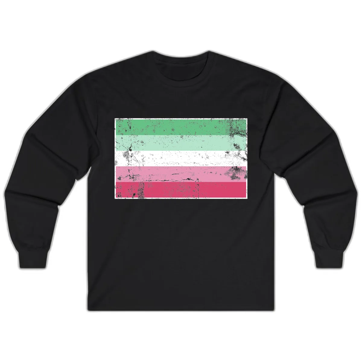Transgender Pride Flag Distressed Long Sleeve in Black