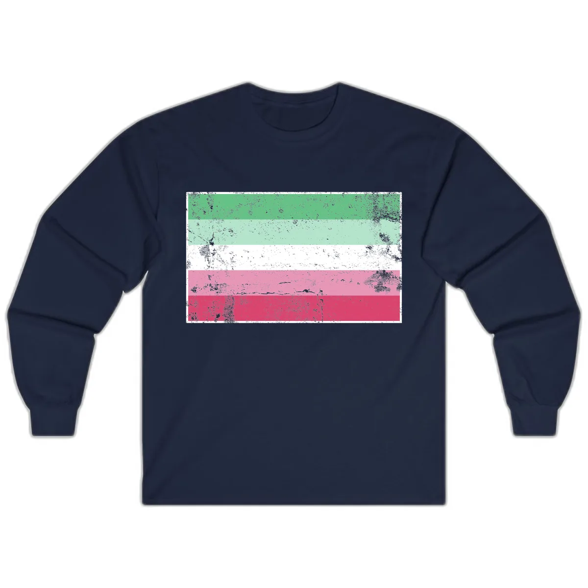 Transgender Pride Flag Distressed Long Sleeve in Navy