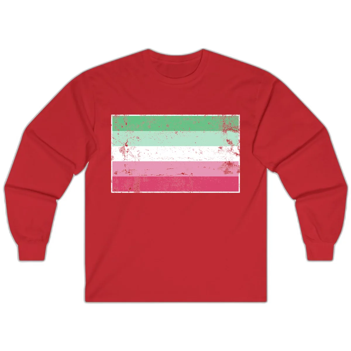 Transgender Pride Flag Distressed Long Sleeve in Red