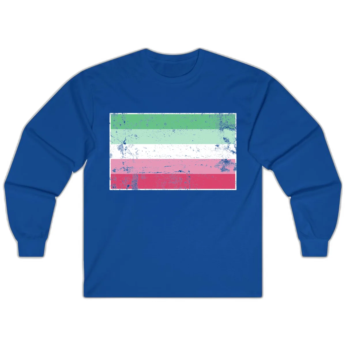 Transgender Pride Flag Distressed Long Sleeve in Royal