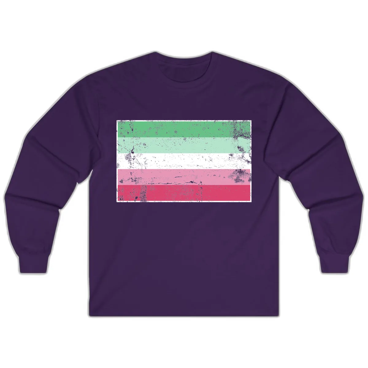 Transgender Pride Flag Distressed Long Sleeve in Purple