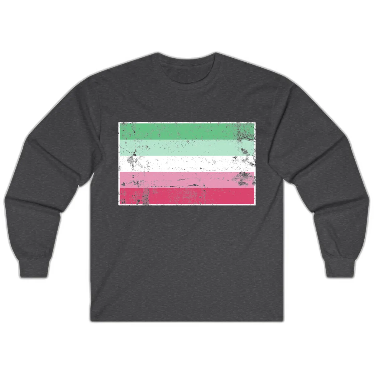 Transgender Pride Flag Distressed Long Sleeve in Dark Heather
