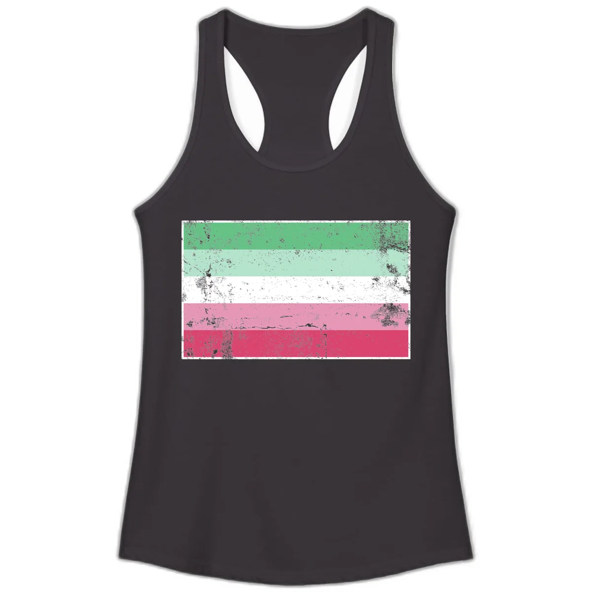Transgender Pride Flag Distressed Ladies Tank in Black
