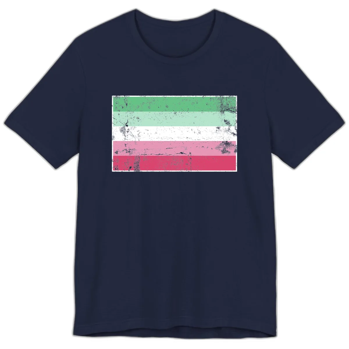 Transgender Pride Flag Distressed Premium T-Shirt in Navy