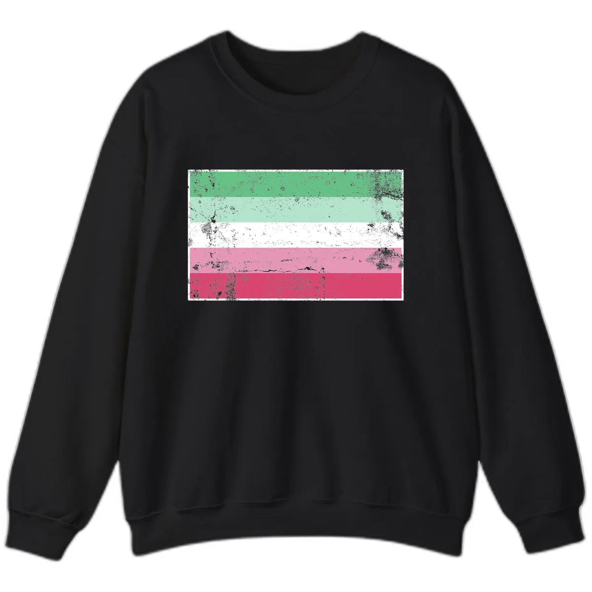 Transgender Pride Flag Distressed Sweatshirt in Black