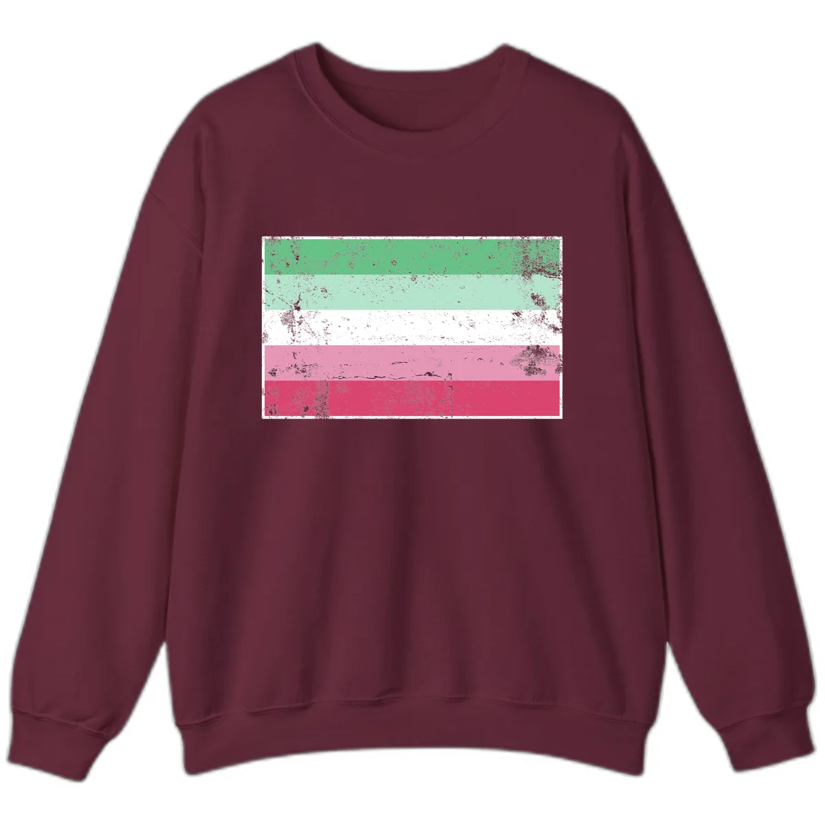 Transgender Pride Flag Distressed Sweatshirt in Maroon