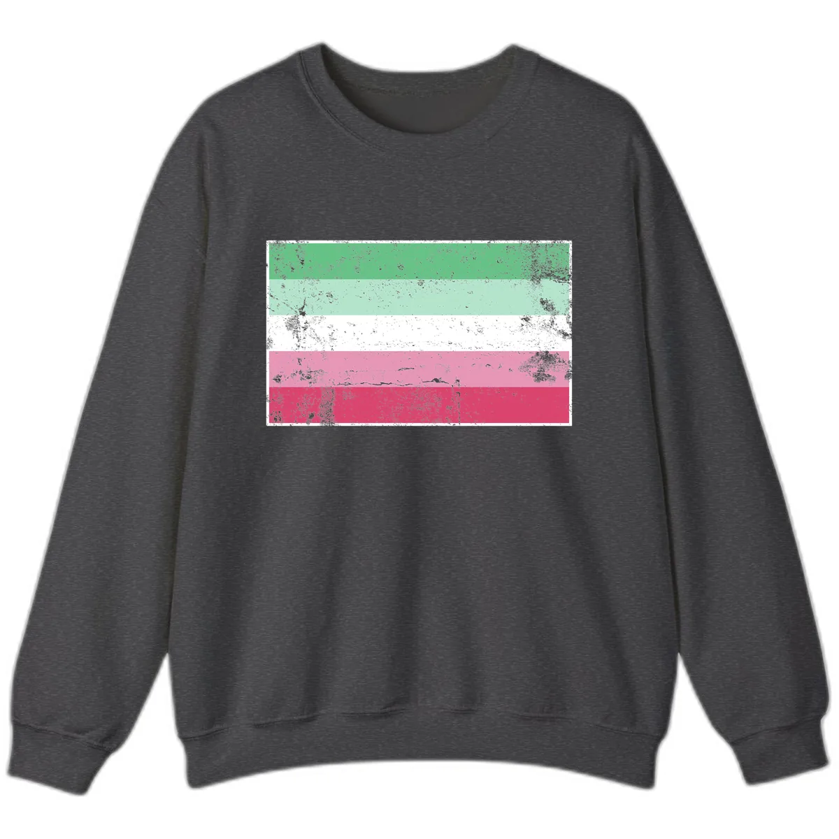 Transgender Pride Flag Distressed Sweatshirt in Dark Heather