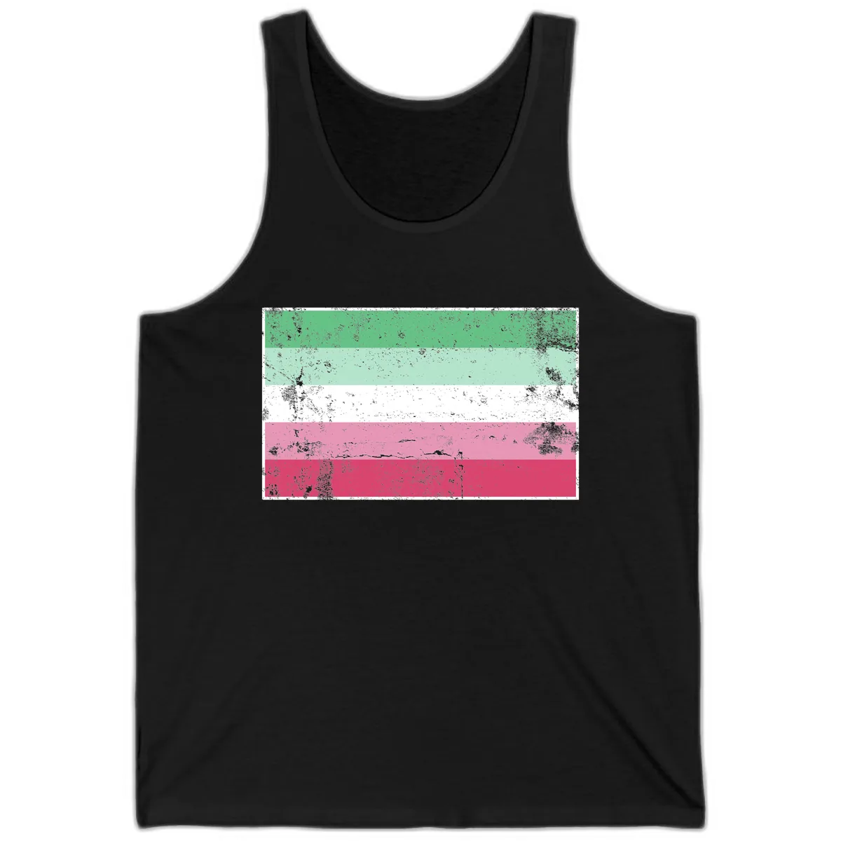 Transgender Pride Flag Distressed Tank in Black