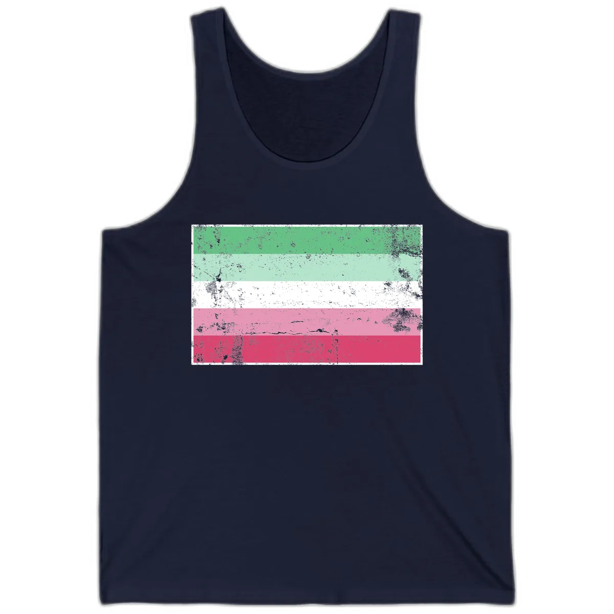 Transgender Pride Flag Distressed Tank in Navy