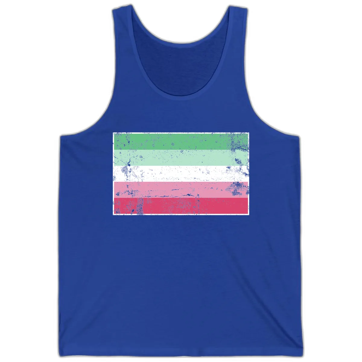 Transgender Pride Flag Distressed Tank in True Royal