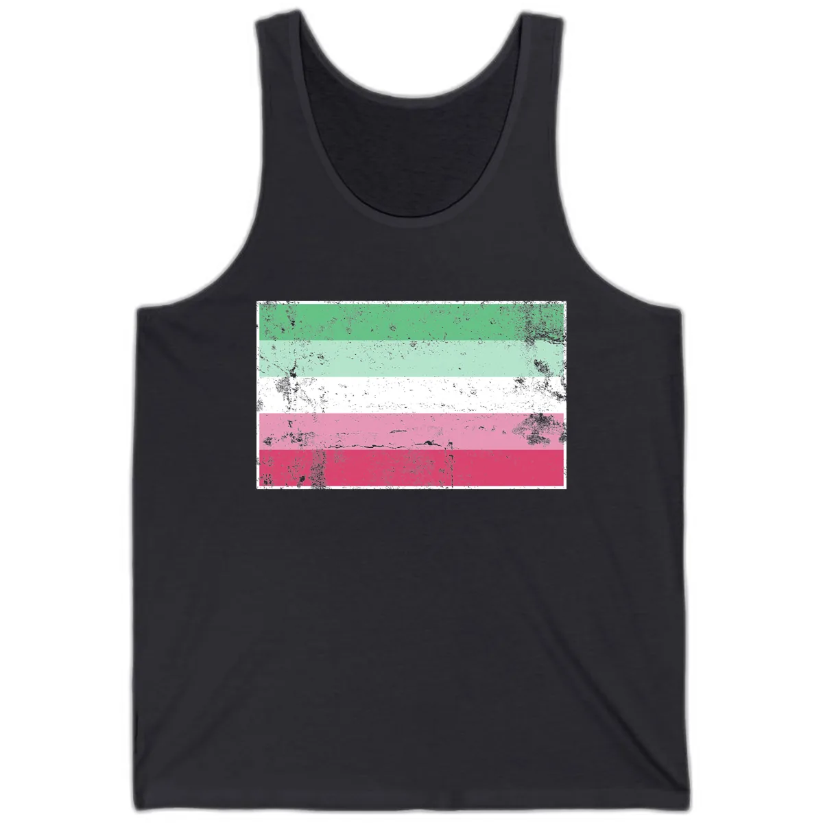 Transgender Pride Flag Distressed Tank in Dark Grey