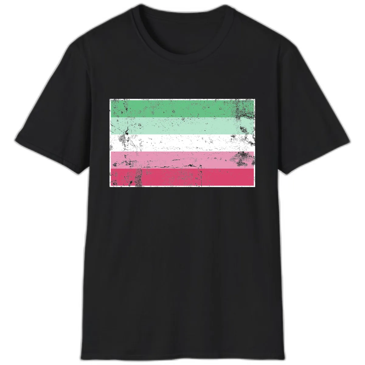 Transgender Pride Flag Distressed T-Shirt in Black