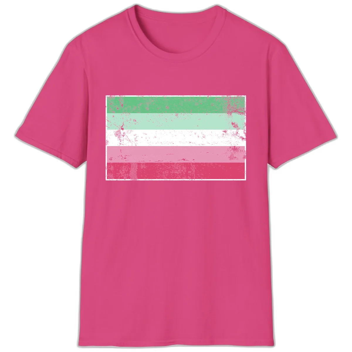 Transgender Pride Flag Distressed T-Shirt in Heliconia