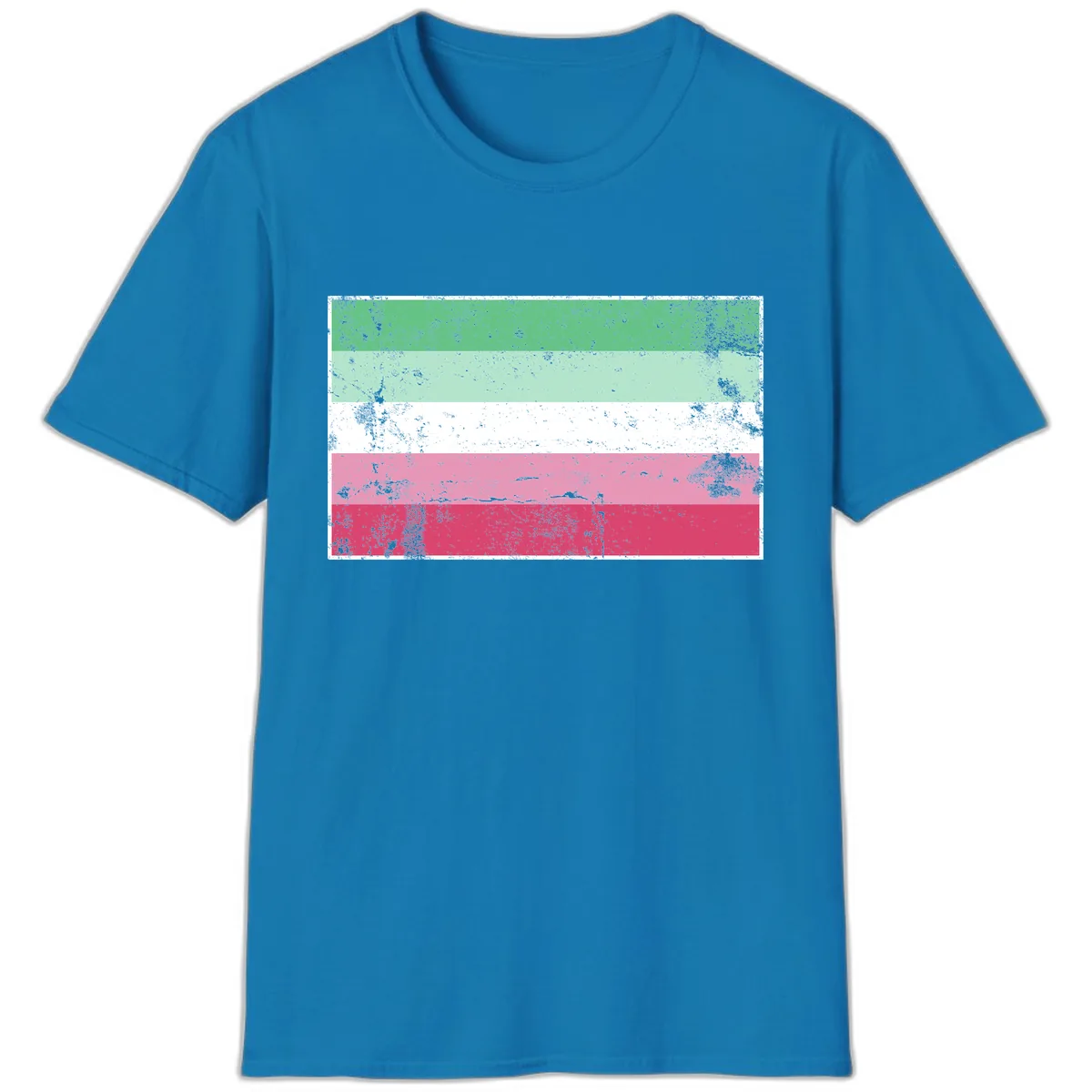 Transgender Pride Flag Distressed T-Shirt in Sapphire
