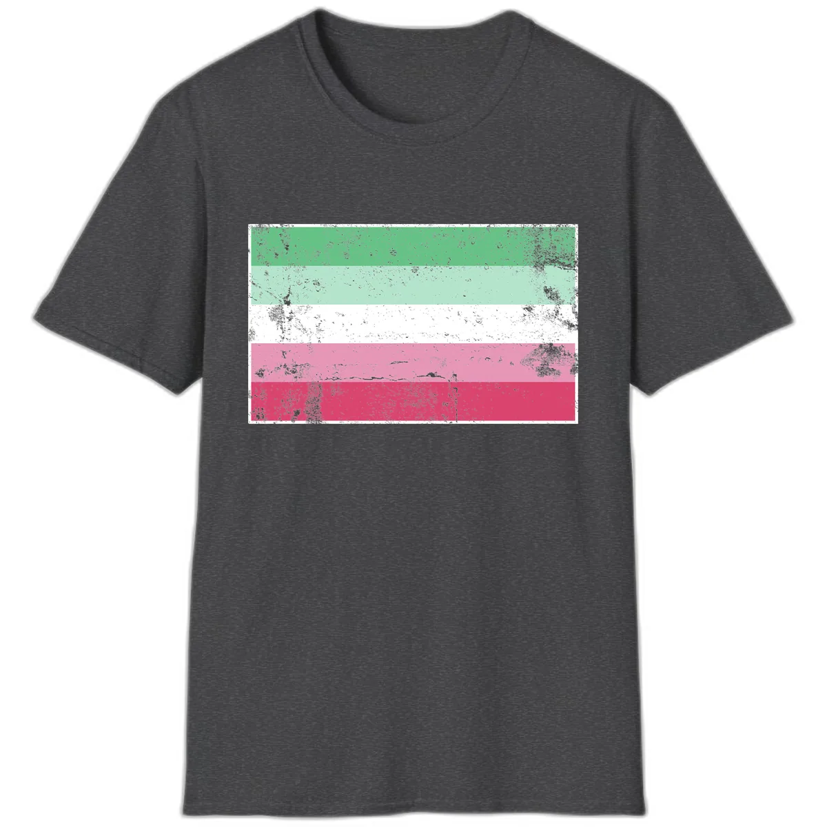 Transgender Pride Flag Distressed T-Shirt in Dark Heather