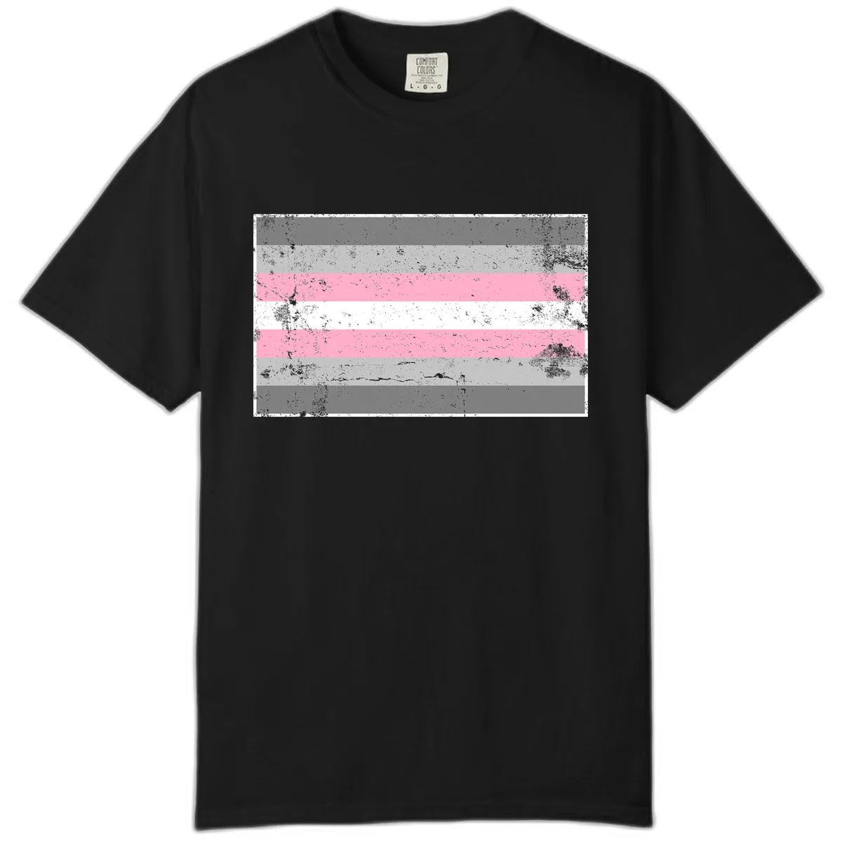 Distressed Pride Flag Stripes Comfort Color in Black