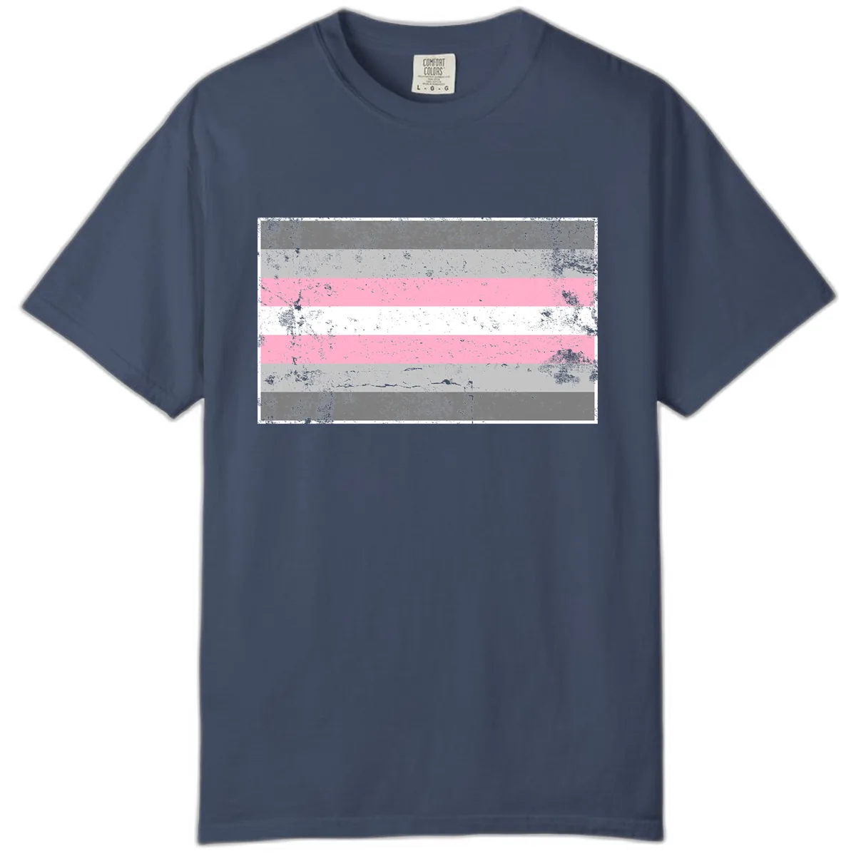 Distressed Pride Flag Stripes Comfort Color in Midnight