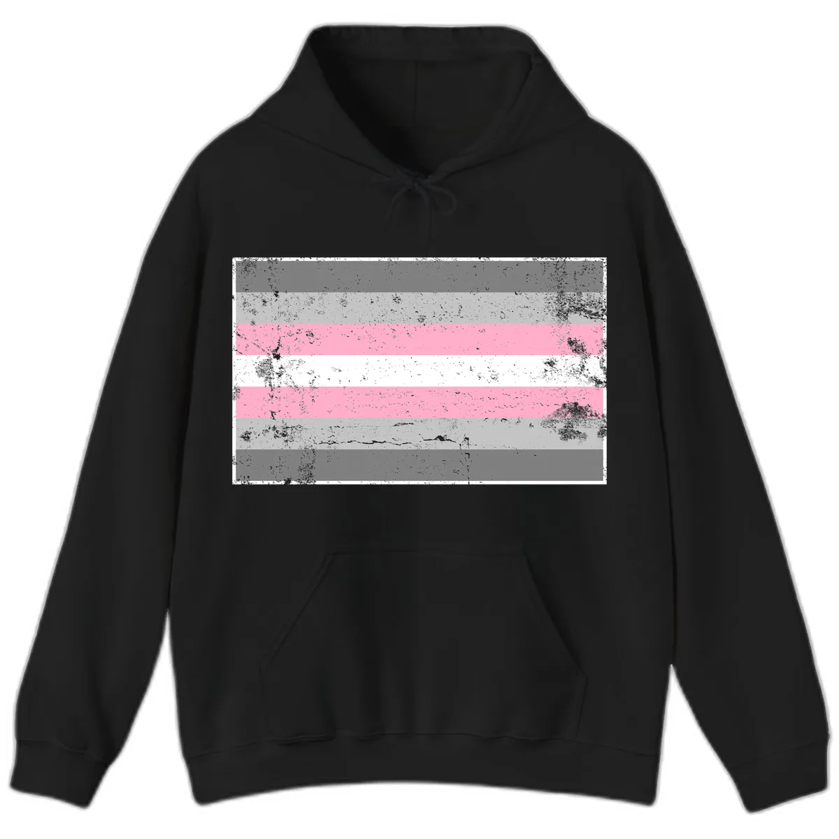 Distressed Pride Flag Stripes Hoodie in Black