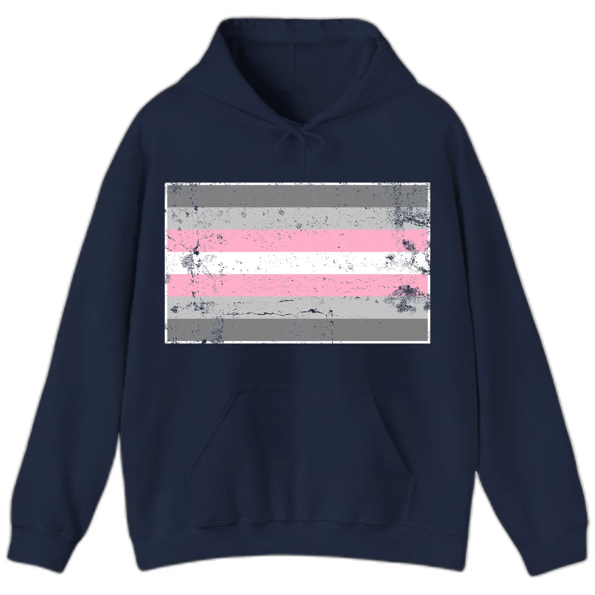 Distressed Pride Flag Stripes Hoodie in Navy