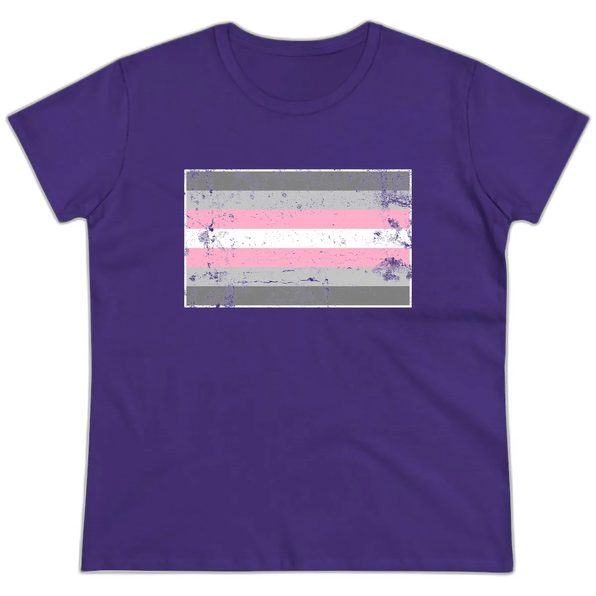 Distressed Pride Flag Stripes Ladies Tee in Purple