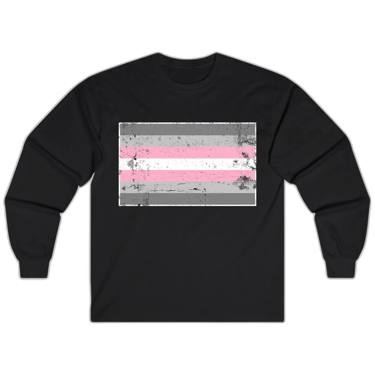 Distressed Pride Flag Stripes Long Sleeve in Black