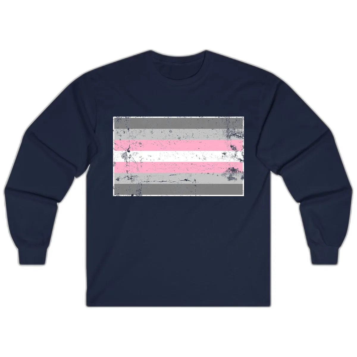 Distressed Pride Flag Stripes Long Sleeve in Navy