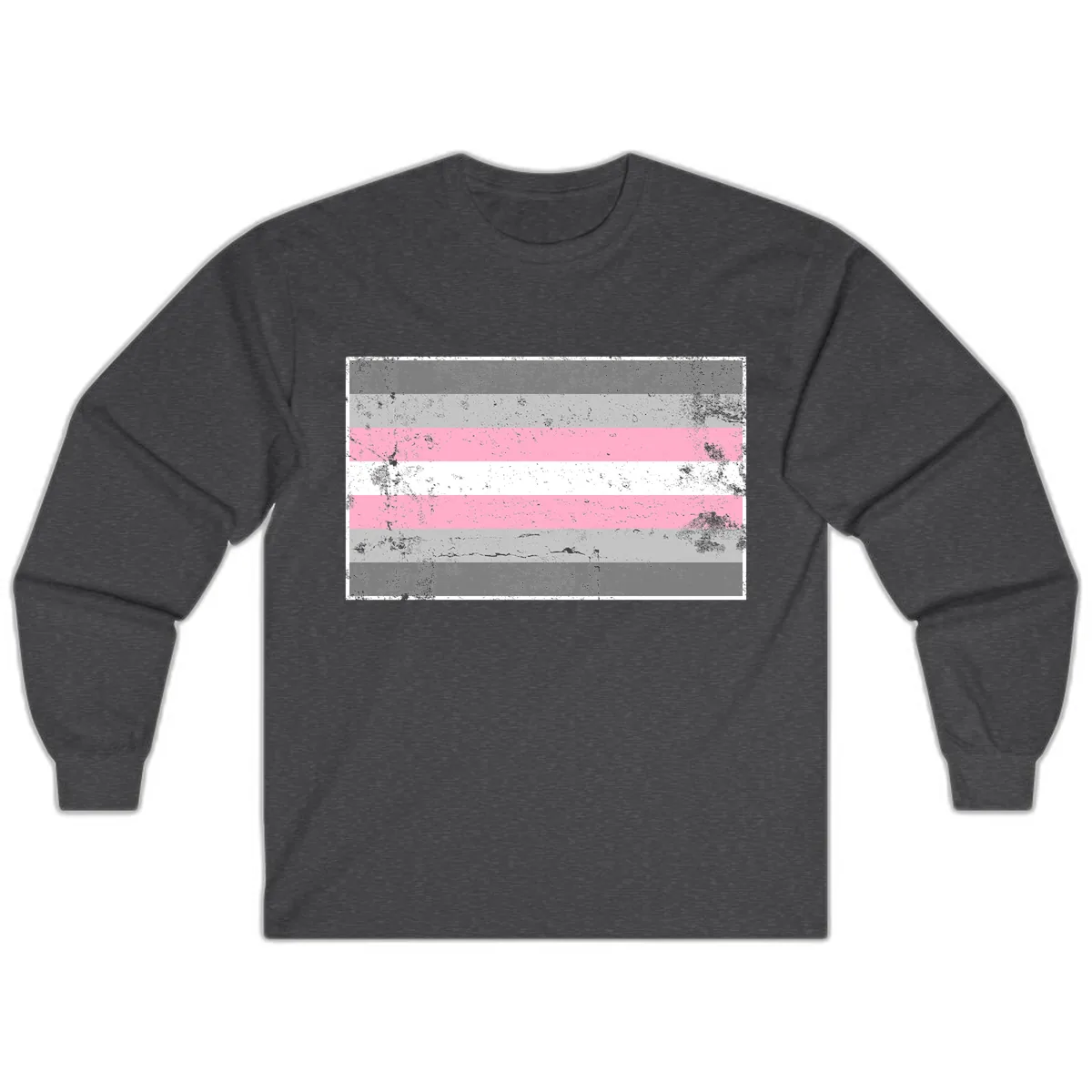 Distressed Pride Flag Stripes Long Sleeve in Dark Heather