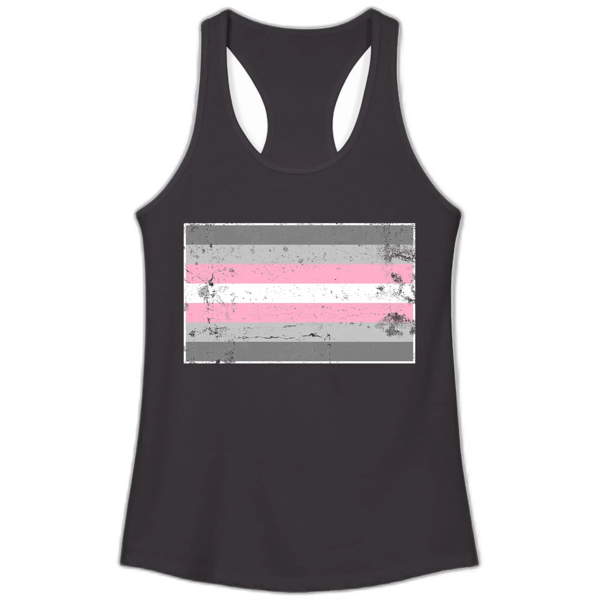 Distressed Pride Flag Stripes Ladies Tank in Black
