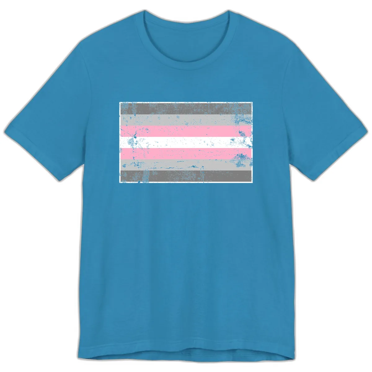 Distressed Pride Flag Stripes Premium T-Shirt in Aqua