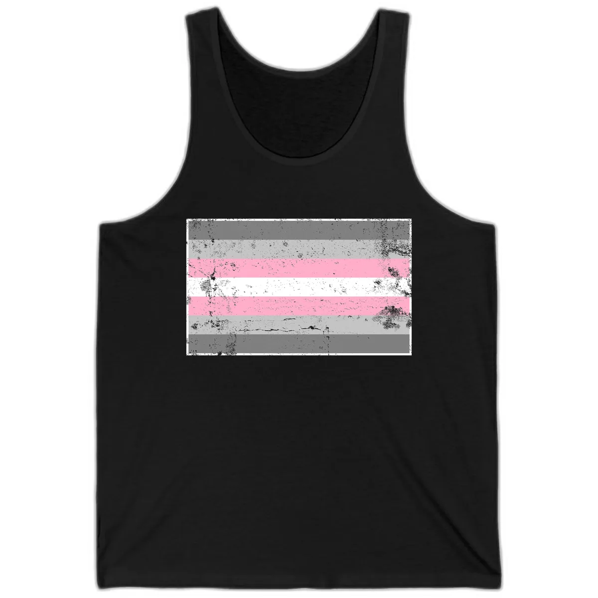 Distressed Pride Flag Stripes Tank in Black