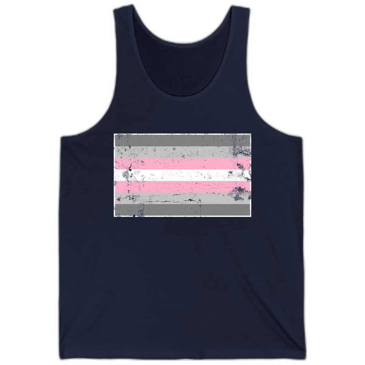 Distressed Pride Flag Stripes Tank in Navy