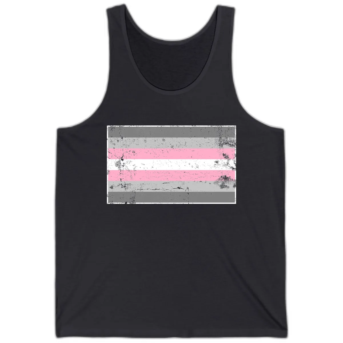 Distressed Pride Flag Stripes Tank in Dark Grey