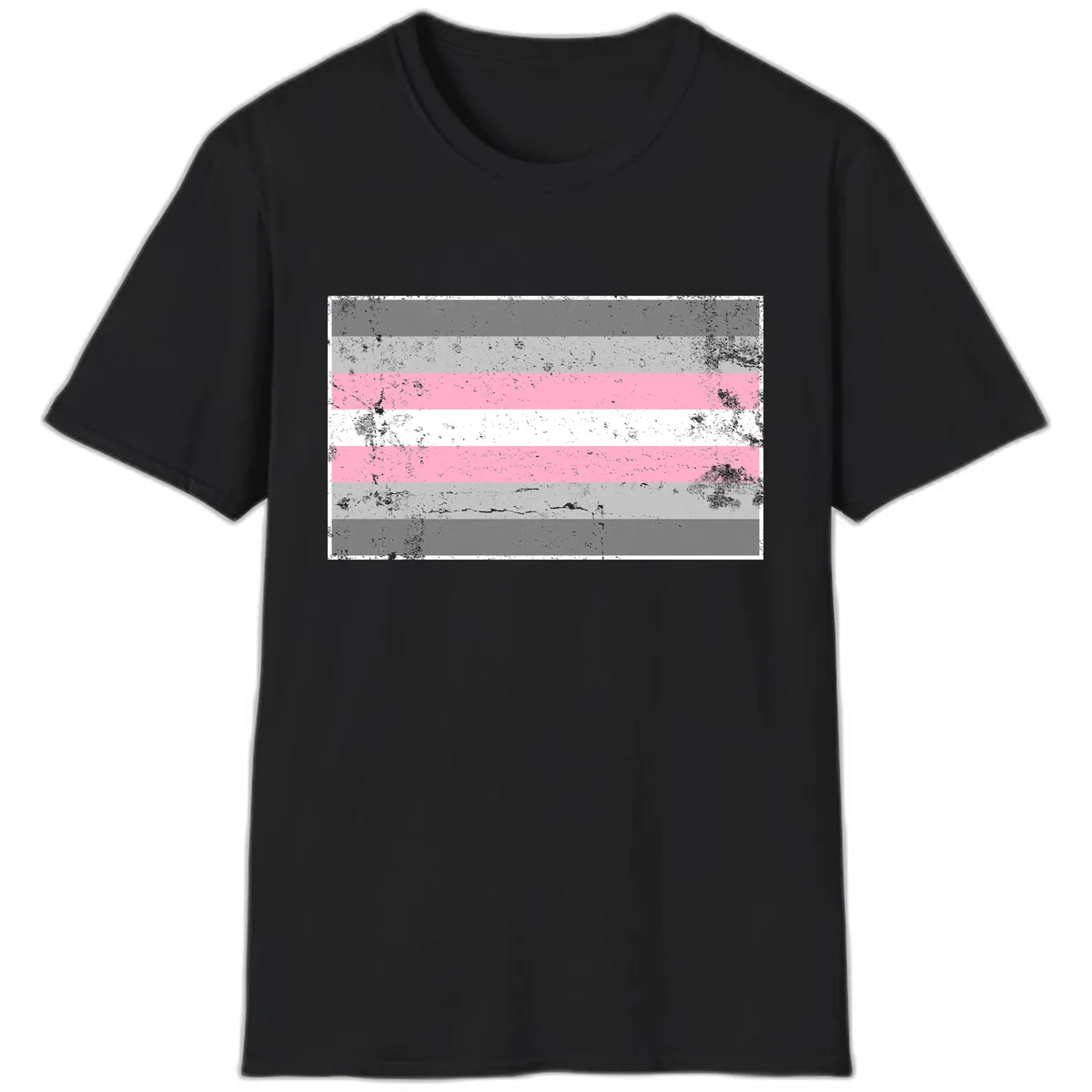 Distressed Pride Flag Stripes T-Shirt in Black
