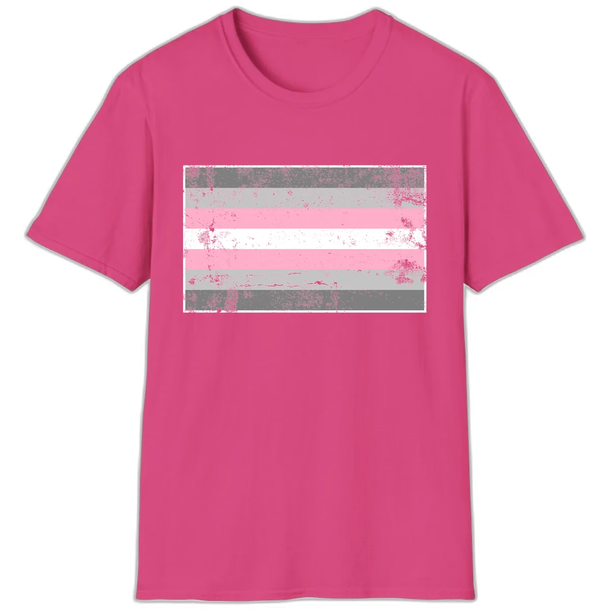 Distressed Pride Flag Stripes T-Shirt in Heliconia