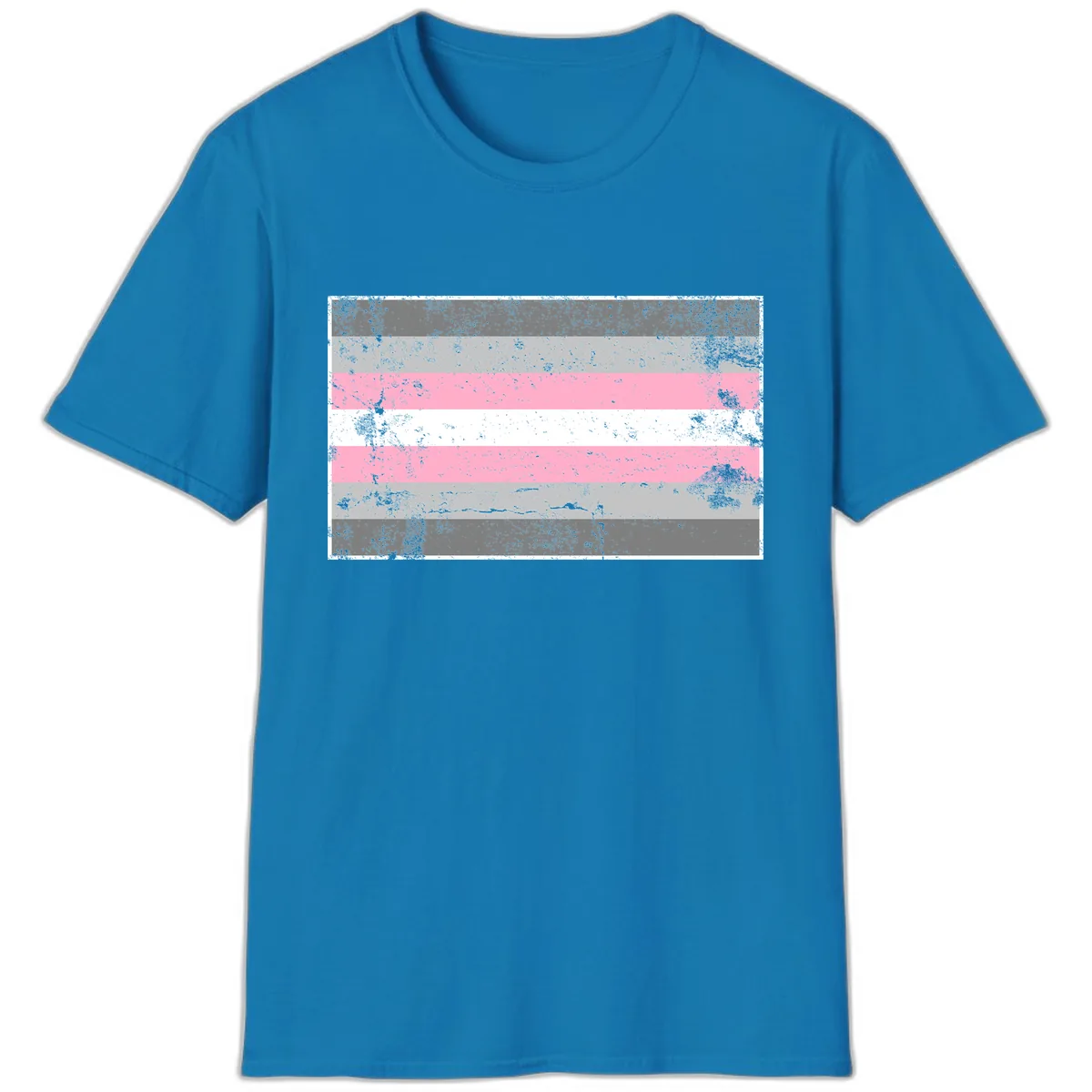 Distressed Pride Flag Stripes T-Shirt in Sapphire