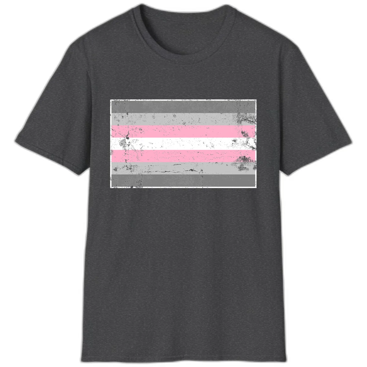 Distressed Pride Flag Stripes T-Shirt in Dark Heather