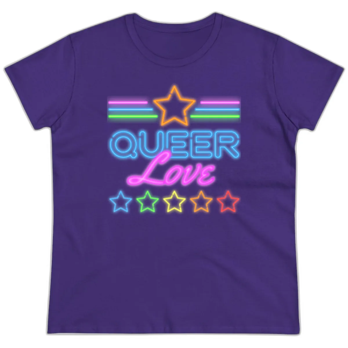Queer Love Neon Pride Ladies Tee in Purple