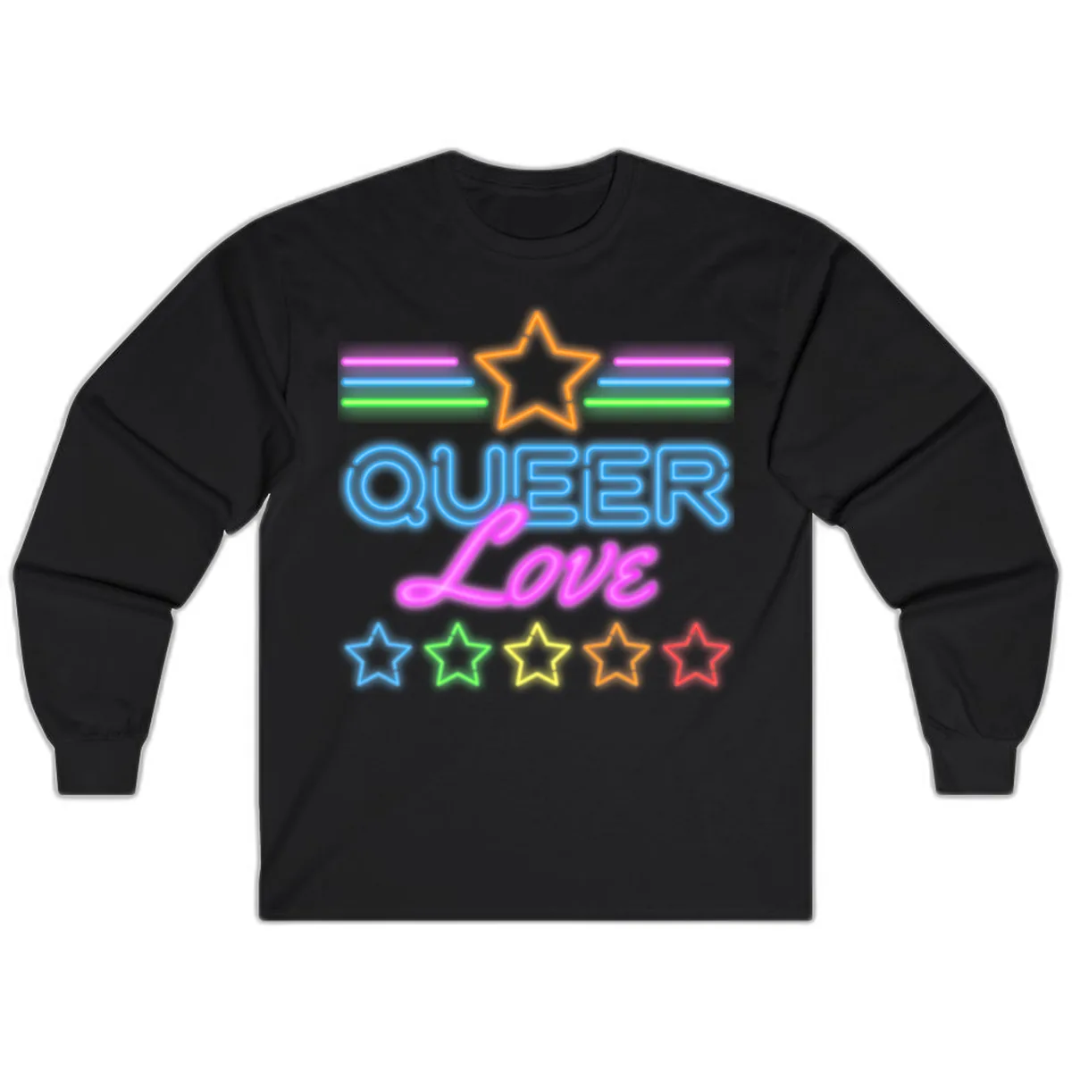 Queer Love Neon Pride Long Sleeve in Black
